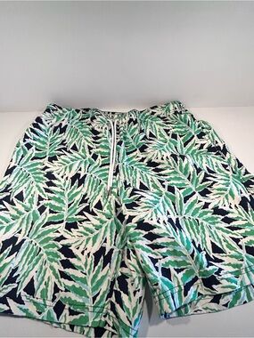 Lands End Swim Trunks Mens Large 36-38 Tropical Leaf  Board Shorts Mesh Lined